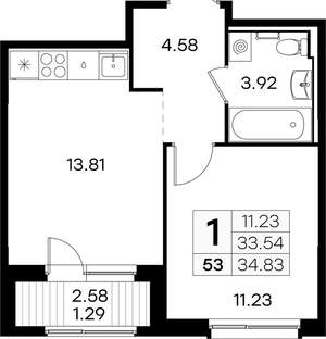 1-к квартира, вторичка, 35м2, 5/9 этаж