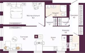 2-к квартира, вторичка, 60м2, 9/12 этаж