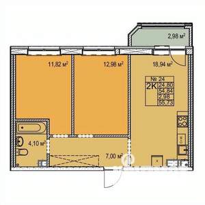 2-к квартира, строящийся дом, 56м2, 4/17 этаж