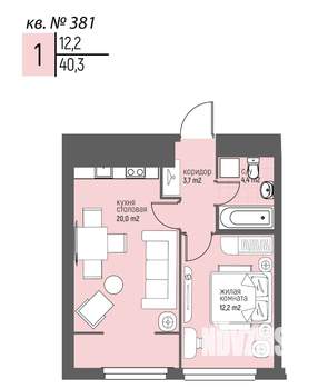 1-к квартира, вторичка, 40м2, 15/20 этаж