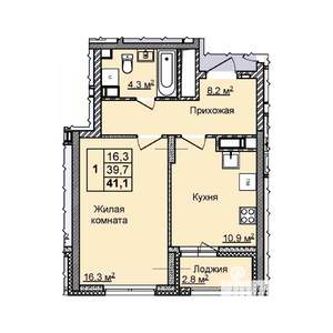 1-к квартира, вторичка, 41м2, 24/25 этаж