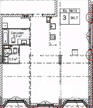3-к квартира, вторичка, 95м2, 3/5 этаж