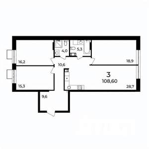3-к квартира, вторичка, 109м2, 3/9 этаж