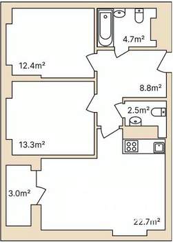 2-к квартира, строящийся дом, 66м2, 5/5 этаж