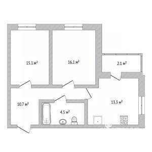 2-к квартира, вторичка, 59м2, 18/23 этаж