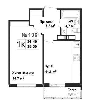 1-к квартира, вторичка, 36м2, 17/17 этаж