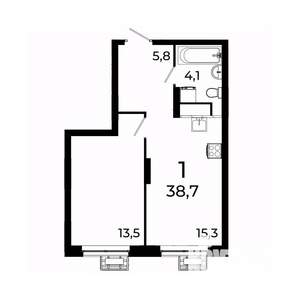 1-к квартира, вторичка, 39м2, 13/19 этаж