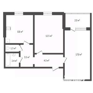 2-к квартира, вторичка, 50м2, 2/10 этаж