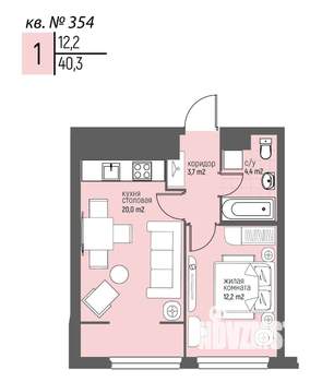 1-к квартира, вторичка, 40м2, 12/20 этаж