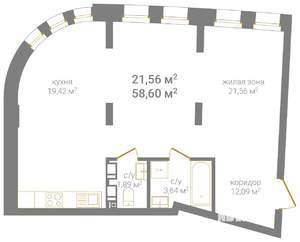 Студия квартира, вторичка, 59м2, 3/12 этаж