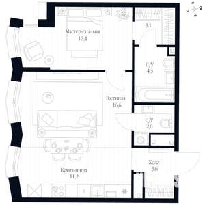 2-к квартира, вторичка, 54м2, 3/20 этаж