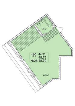 1-к квартира, вторичка, 49м2, 3/7 этаж