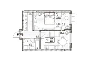 1-к квартира, вторичка, 44м2, 12/24 этаж