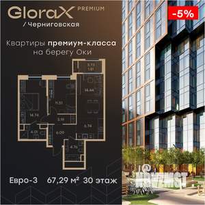 2-к квартира, вторичка, 67м2, 30/32 этаж