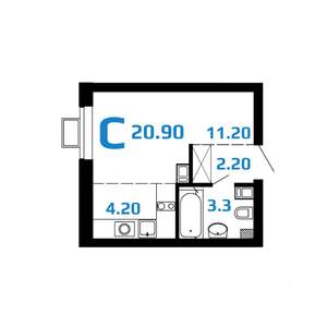 Студия квартира, вторичка, 21м2, 10/10 этаж