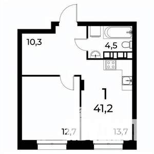 1-к квартира, вторичка, 41м2, 3/20 этаж