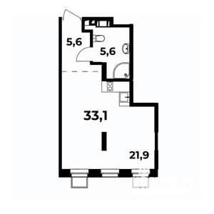 1-к квартира, вторичка, 33м2, 2/6 этаж