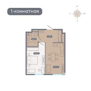 1-к квартира, вторичка, 40м2, 8/18 этаж