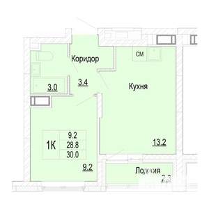 1-к квартира, вторичка, 30м2, 23/25 этаж