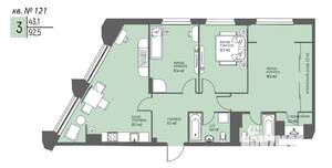 3-к квартира, вторичка, 92м2, 10/25 этаж