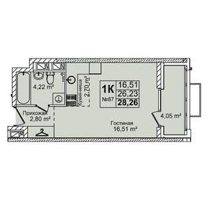 Студия квартира, вторичка, 28м2, 9/16 этаж
