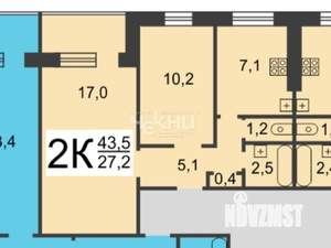 2-к квартира, вторичка, 44м2, 3/9 этаж