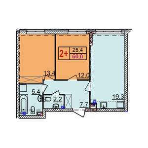 2-к квартира, вторичка, 60м2, 2/18 этаж