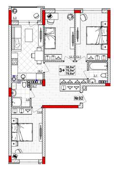 3-к квартира, вторичка, 79м2, 3/4 этаж