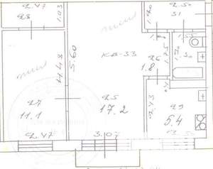 2-к квартира, вторичка, 44м2, 4/5 этаж