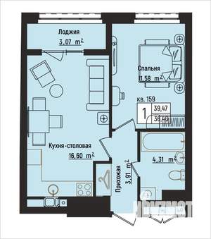 1-к квартира, вторичка, 39м2, 5/15 этаж