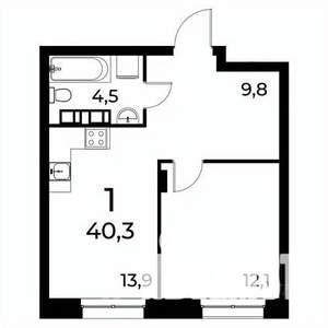 1-к квартира, вторичка, 40м2, 8/20 этаж