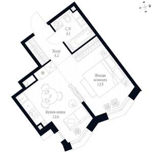 Студия квартира, вторичка, 34м2, 8/20 этаж