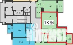 1-к квартира, вторичка, 50м2, 15/19 этаж