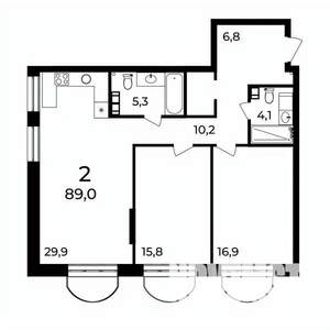 2-к квартира, вторичка, 89м2, 7/9 этаж