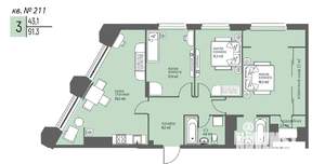 3-к квартира, вторичка, 91м2, 20/25 этаж