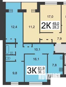 3-к квартира, вторичка, 62м2, 1/9 этаж