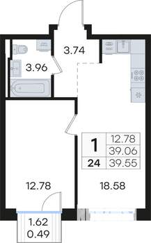 1-к квартира, вторичка, 40м2, 4/13 этаж