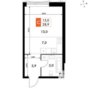 Студия квартира, вторичка, 29м2, 5/16 этаж