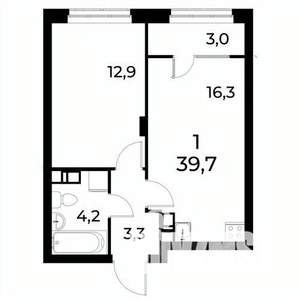 1-к квартира, сданный дом, 40м2, 7/8 этаж