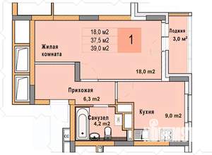 1-к квартира, вторичка, 39м2, 12/25 этаж