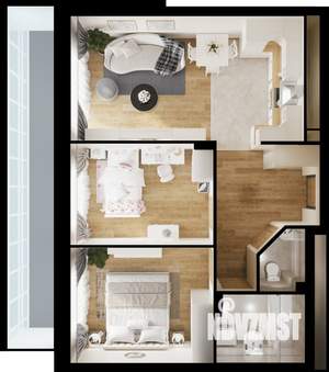 2-к квартира, вторичка, 66м2, 3/19 этаж