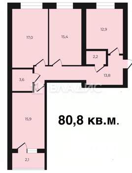3-к квартира, вторичка, 81м2, 8/10 этаж