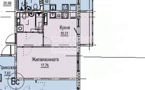 1-к квартира, вторичка, 40м2, 5/10 этаж