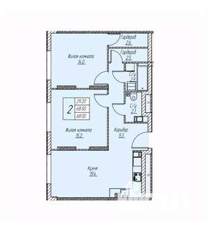 2-к квартира, вторичка, 65м2, 22/25 этаж