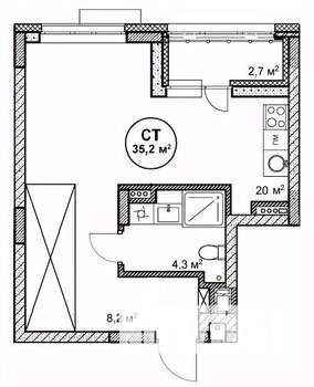 Студия квартира, вторичка, 35м2, 6/14 этаж