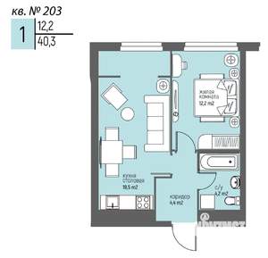 1-к квартира, вторичка, 40м2, 20/25 этаж