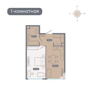 1-к квартира, вторичка, 44м2, 11/18 этаж