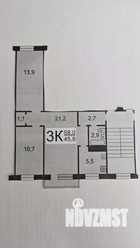 3-к квартира, вторичка, 59м2, 5/5 этаж