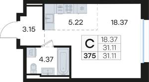 Студия квартира, вторичка, 31м2, 3/13 этаж