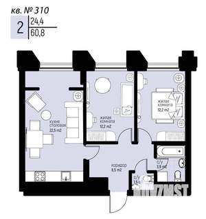 2-к квартира, вторичка, 61м2, 8/20 этаж